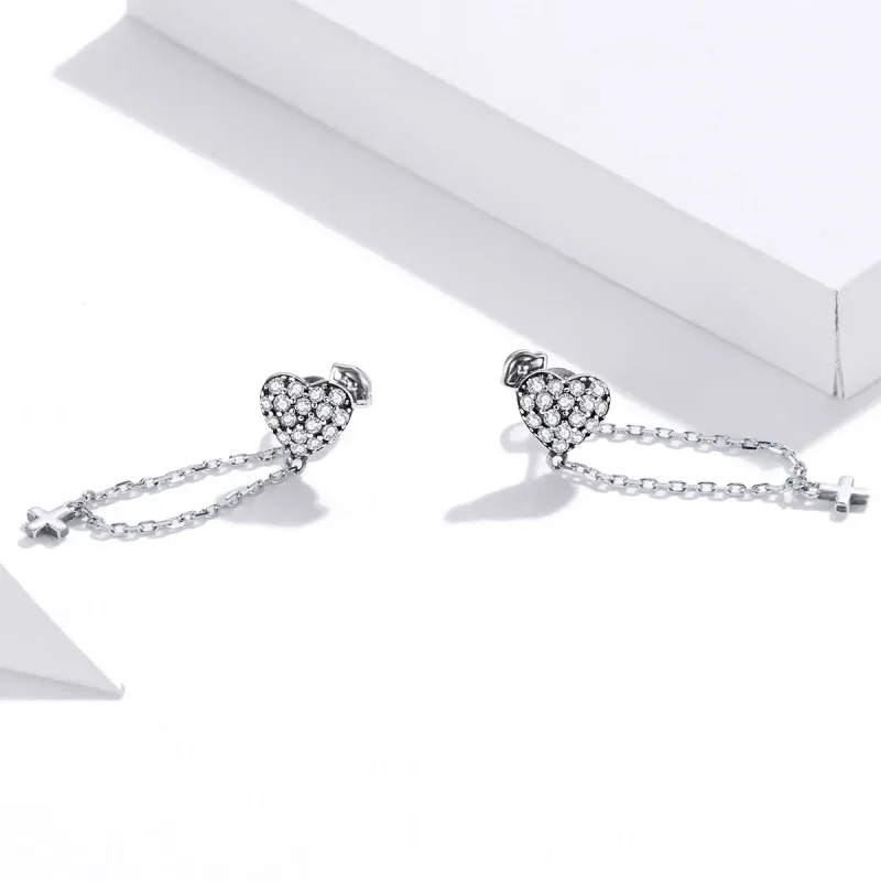(image for) Pandora Style Angel In White Cross With Love Earrings - SCE969 - View 2