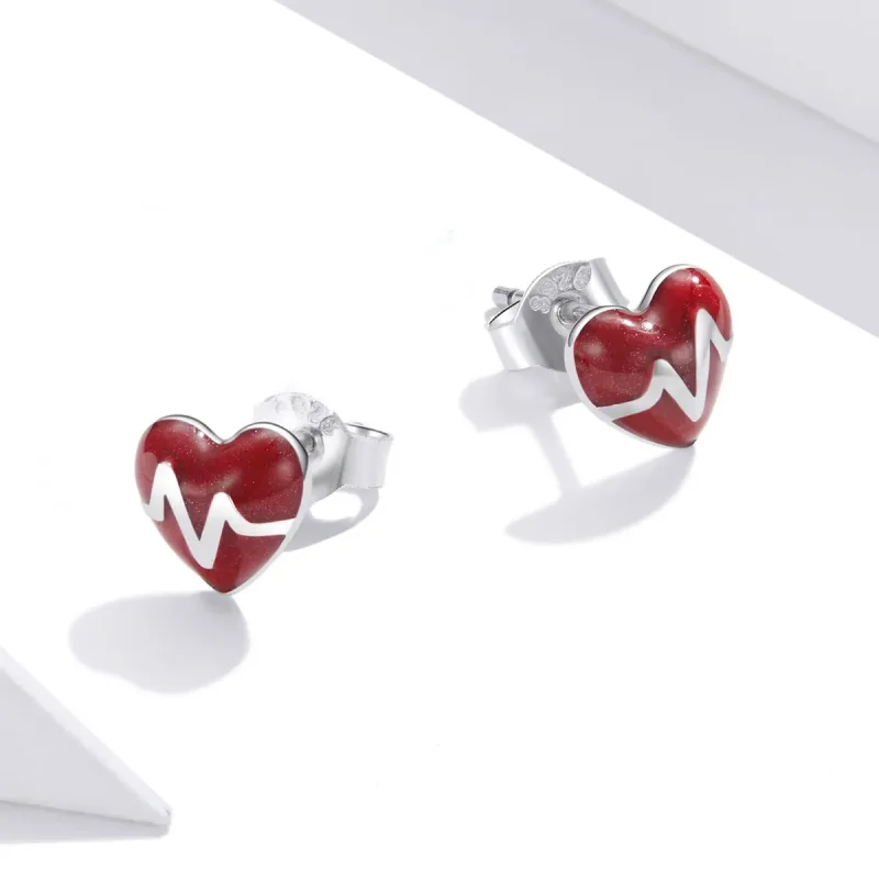 (image for) Pandora Style Angel In White Love Heartbeat Stud Earrings - SCE968 - View 2