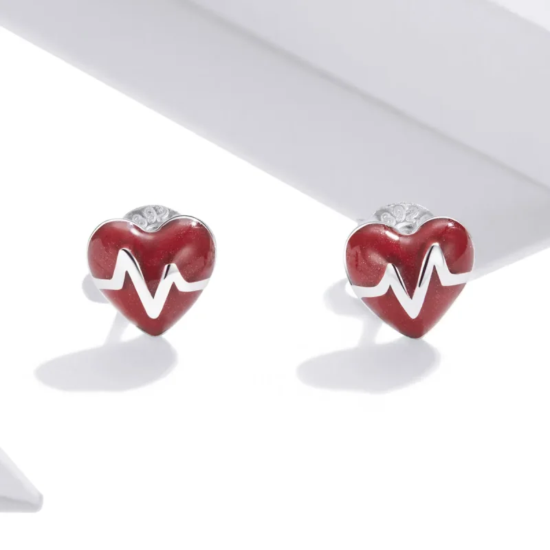 (image for) Pandora Style Angel In White Love Heartbeat Stud Earrings - SCE968 - View 4