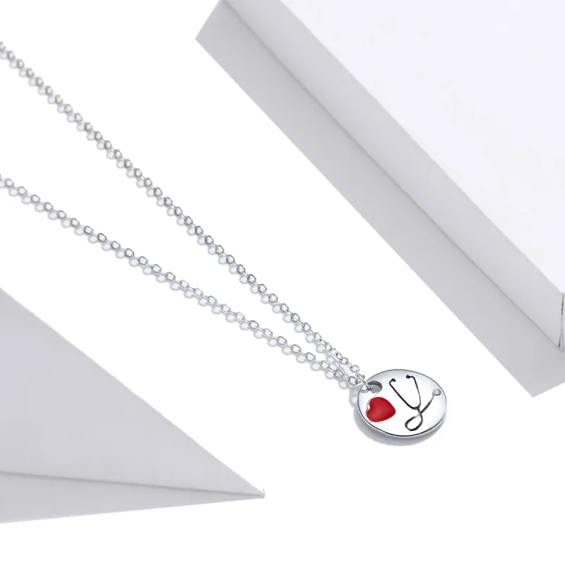 (image for) Pandora Style Angel In White Love Stethoscope Pendant Necklace - SCN426 - View 2