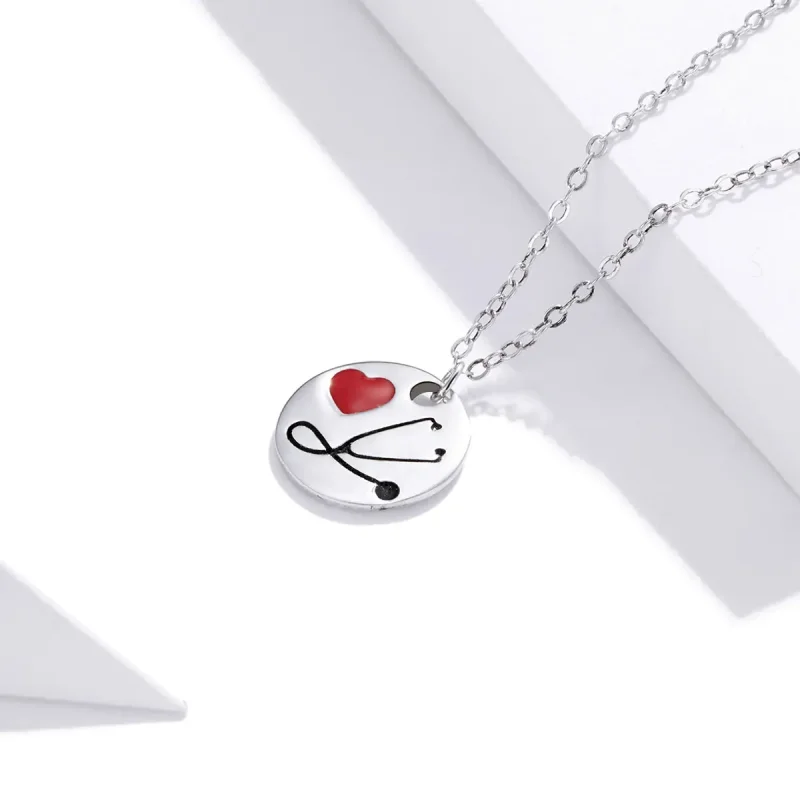 (image for) Pandora Style Angel In White Love Stethoscope Pendant Necklace - SCN426 - View 3