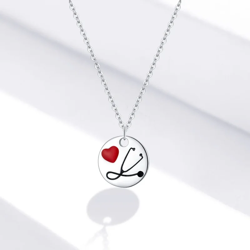 (image for) Pandora Style Angel In White Love Stethoscope Pendant Necklace - SCN426 - View 5