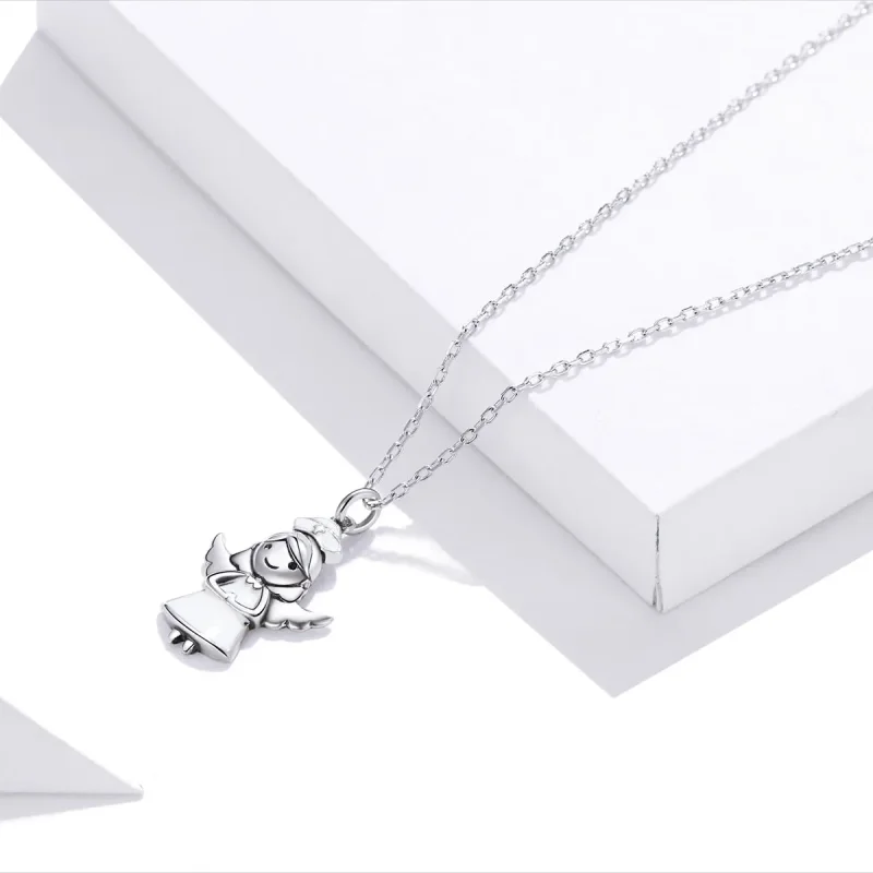 (image for) Pandora Style Angel In White Pendant Necklace - SCN425 - View 2