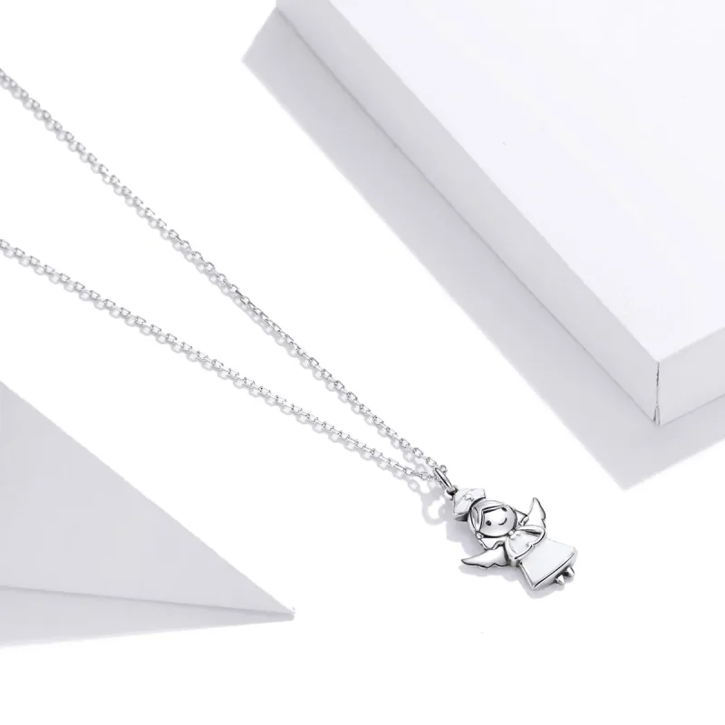 (image for) Pandora Style Angel In White Pendant Necklace - SCN425 - View 3