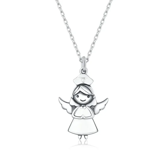(image for) Pandora Style Angel In White Pendant Necklace - SCN425