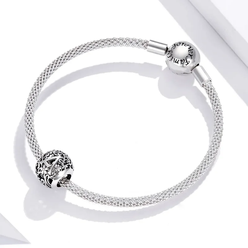 (image for) Pandora Style Openwork Flower Letter A Charm - SCC1444-A - View 3