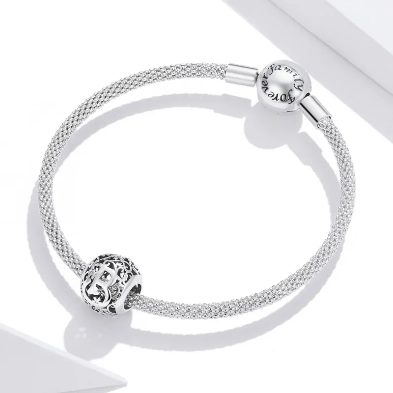 (image for) Pandora Style Openwork Flower Letter B Charm - SCC1444-B - View 3