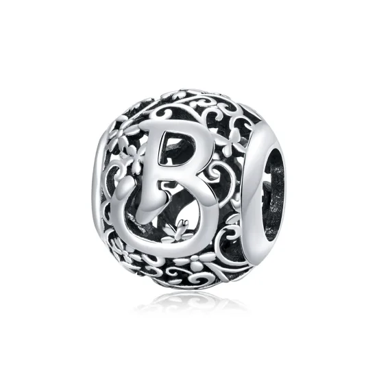 (image for) Pandora Style Openwork Flower Letter B Charm - SCC1444-B 
