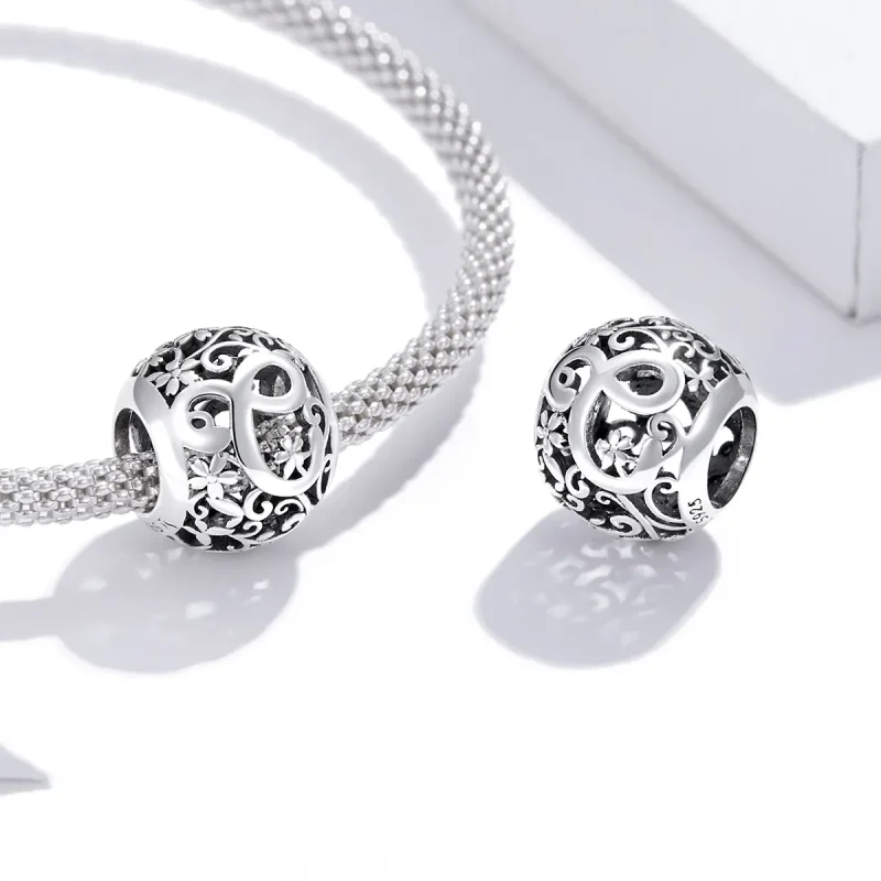 (image for) Pandora Style Openwork Flower Letter C Charm - SCC1444-C - View 4