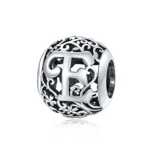 (image for) Pandora Style Openwork Flower Letter E Charm - SCC1444-E 