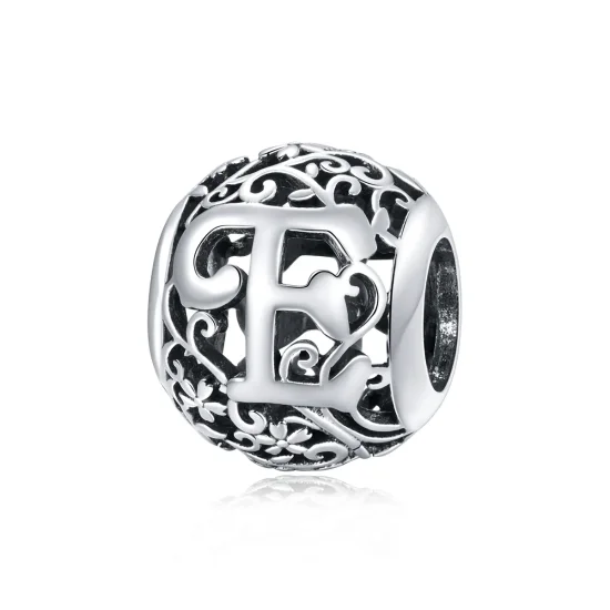 (image for) Pandora Style Openwork Flower Letter E Charm - SCC1444-E 