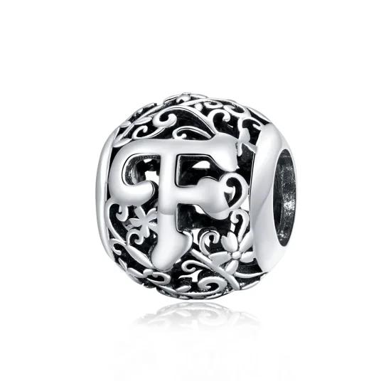 (image for) Pandora Style Openwork Flower Letter F Charm - SCC1444-F 