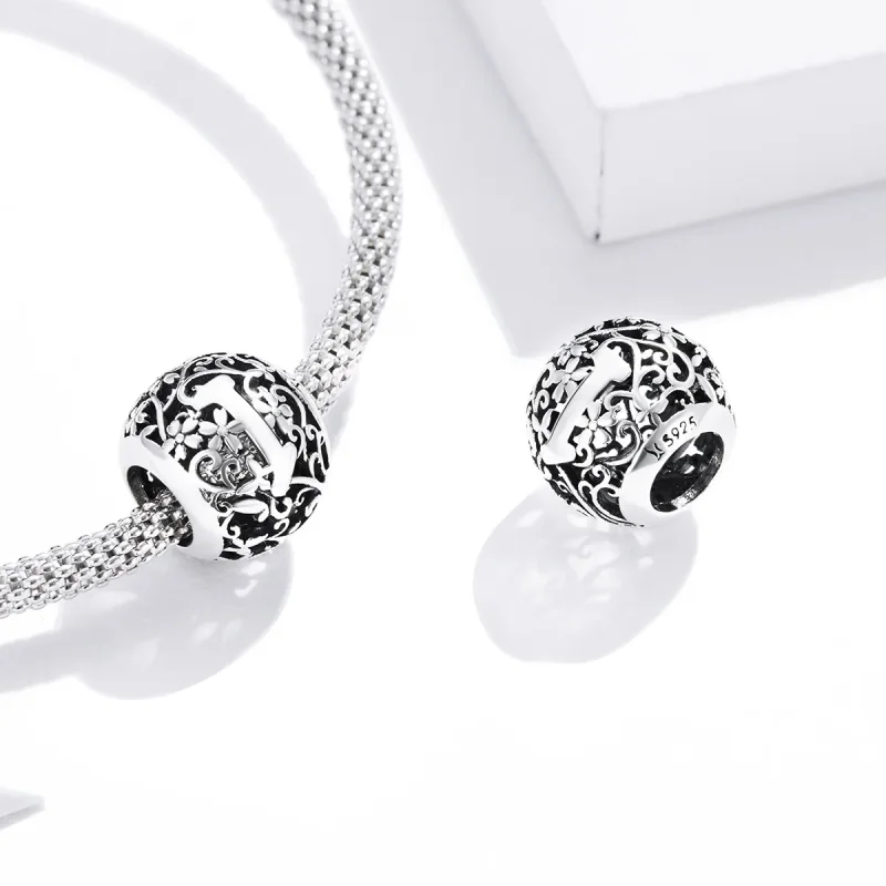 (image for) Pandora Style Openwork Flower Letter I Charm - SCC1444-I - View 4