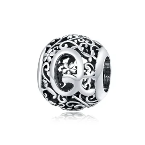 (image for) Pandora Style Openwork Flower Letter Q Charm - SCC1444-Q 