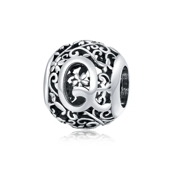 (image for) Pandora Style Openwork Flower Letter Q Charm - SCC1444-Q 