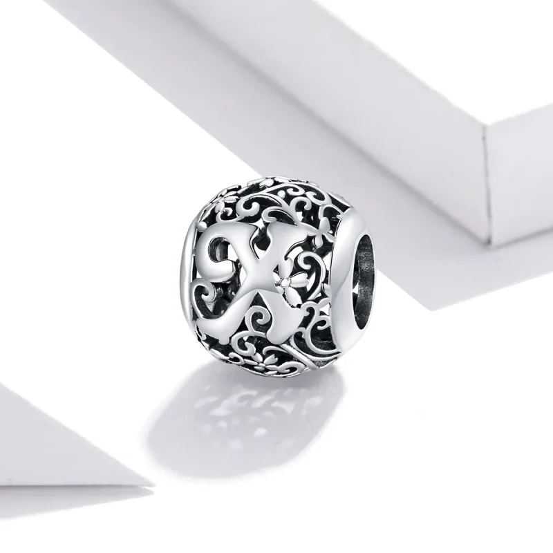 (image for) Pandora Style Openwork Flower Letter X Charm - SCC1444-X - View 2