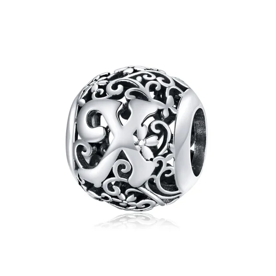 (image for) Pandora Style Openwork Flower Letter X Charm - SCC1444-X 