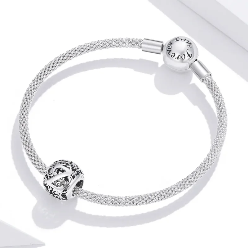 (image for) Pandora Style Openwork Flower Letter Z Charm - SCC1444-Z - View 3