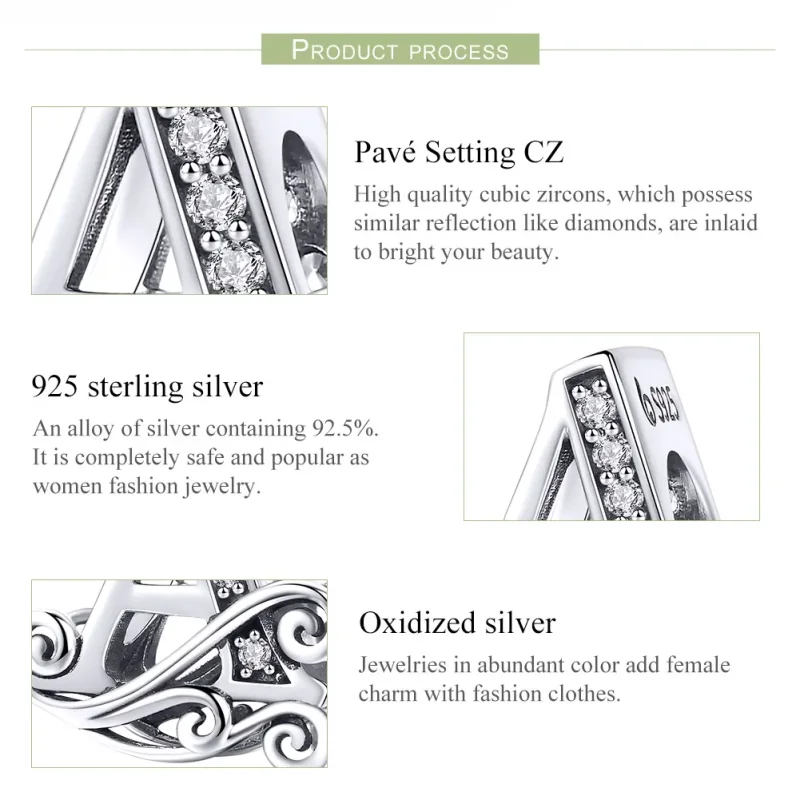 (image for) Pandora Style Sparkling Pavé Flower Letter A Charm - BSC030-A - View 6