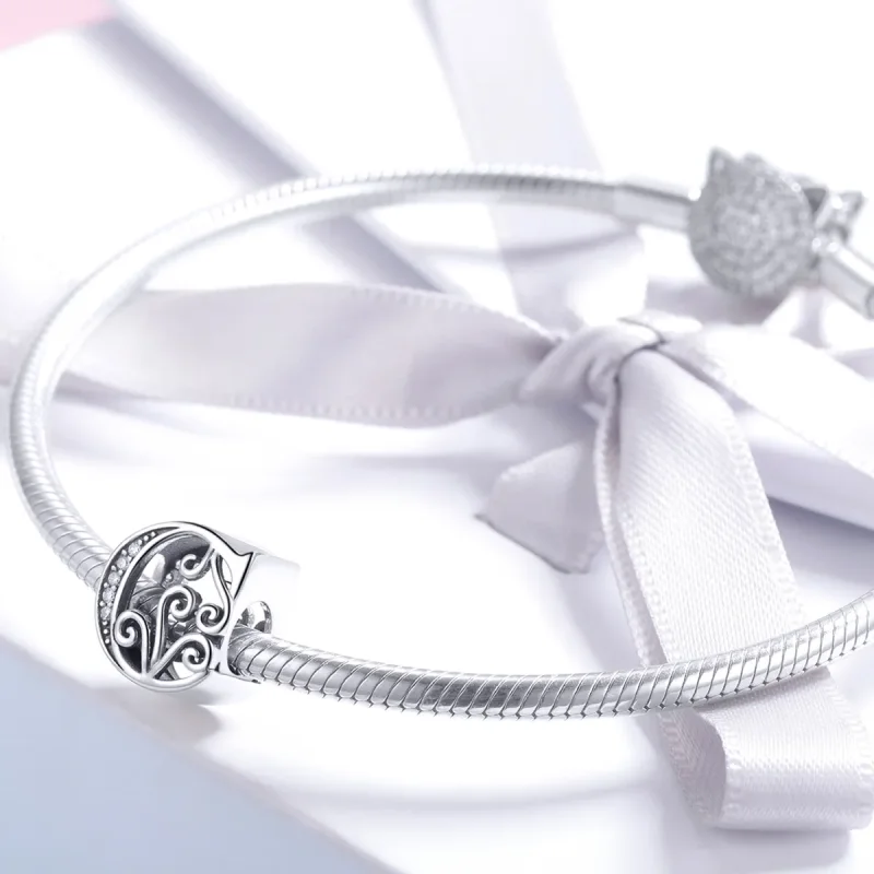 (image for) Pandora Style Sparkling Pavé Flower Letter C Charm - BSC030-C - View 3