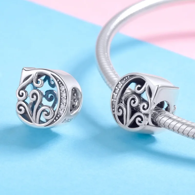 (image for) Pandora Style Sparkling Pavé Flower Letter C Charm - BSC030-C - View 4
