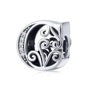 (image for) Pandora Style Sparkling Pavé Flower Letter C Charm - BSC030-C 