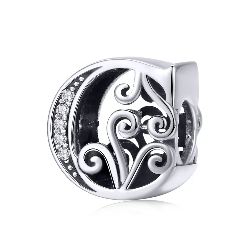 (image for) Pandora Style Sparkling Pavé Flower Letter C Charm - BSC030-C 
