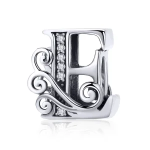 (image for) Pandora Style Sparkling Pavé Flower Letter E Charm - BSC030-E 
