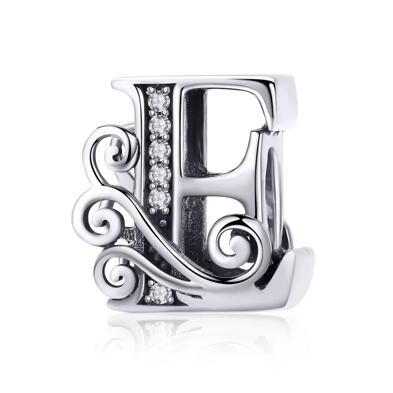 (image for) Pandora Style Sparkling Pavé Flower Letter E Charm - BSC030-E 