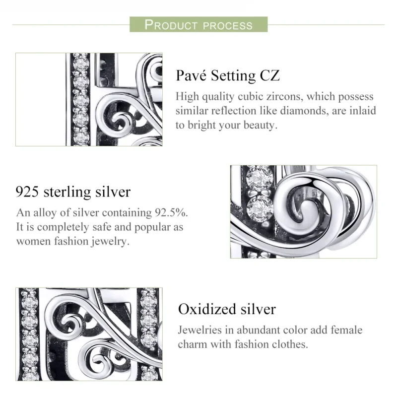 (image for) Pandora Style Sparkling Pavé Flower Letter H Charm - BSC030-H - View 6