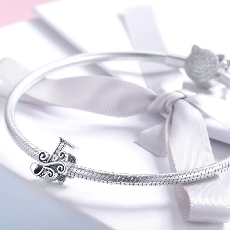 (image for) Pandora Style Sparkling Pavé Flower Letter J Charm - BSC030-J - View 3