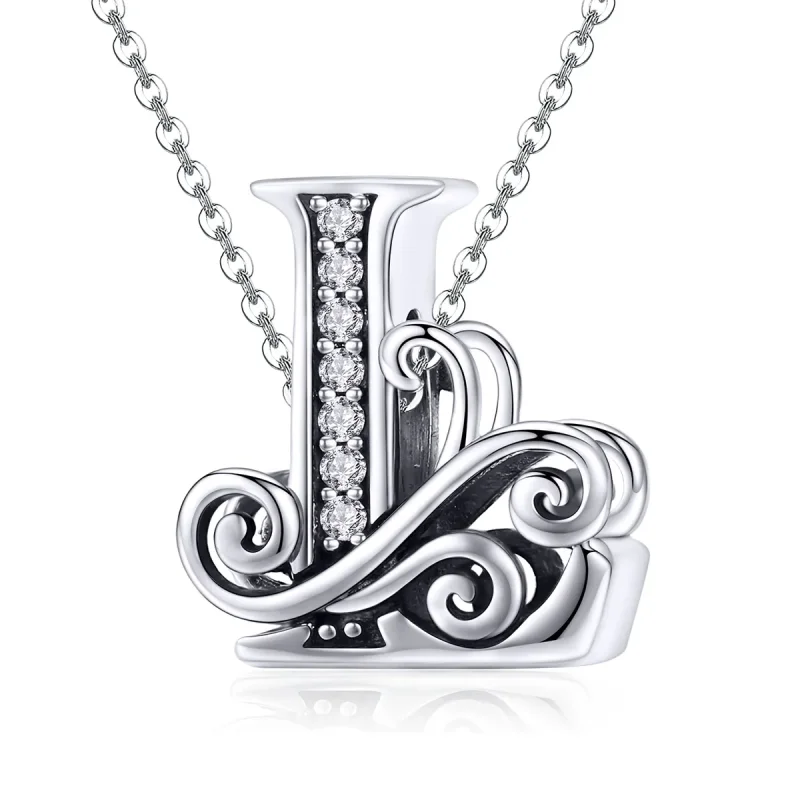 (image for) Pandora Style Sparkling Pavé Flower Letter L Charm - BSC030-L - View 2