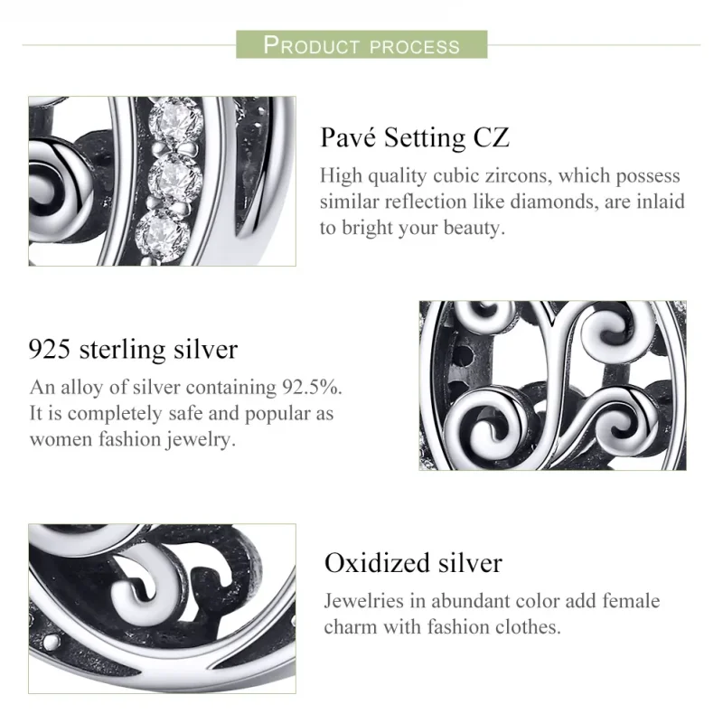 (image for) Pandora Style Sparkling Pavé Flower Letter O Charm - BSC030-O - View 6