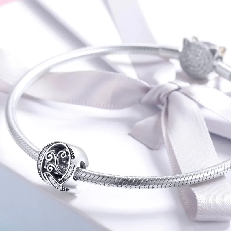 (image for) Pandora Style Sparkling Pavé Flower Letter Q Charm - BSC030-Q - View 3
