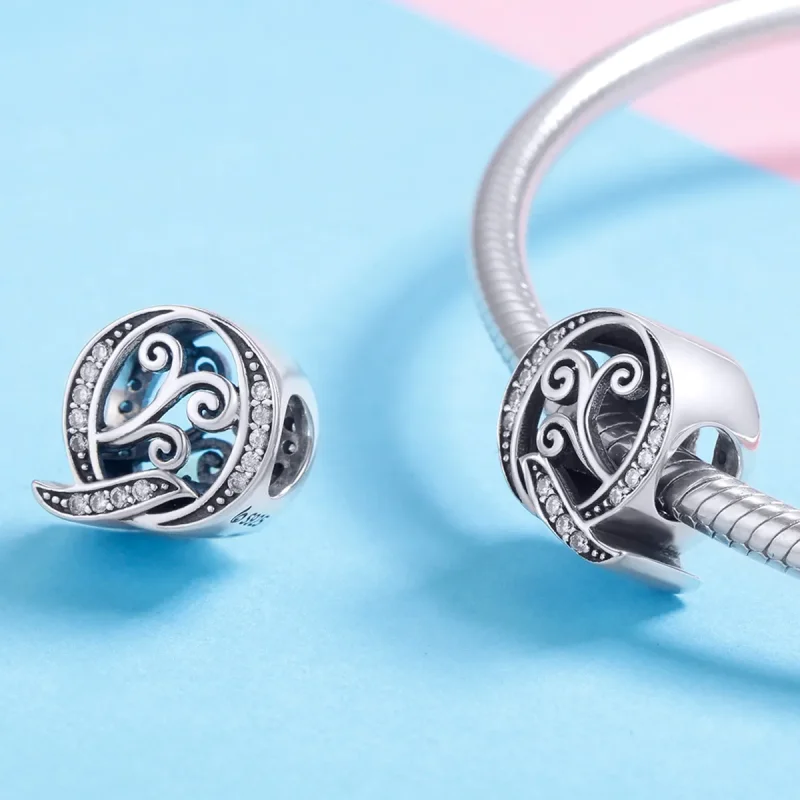(image for) Pandora Style Sparkling Pavé Flower Letter Q Charm - BSC030-Q - View 4