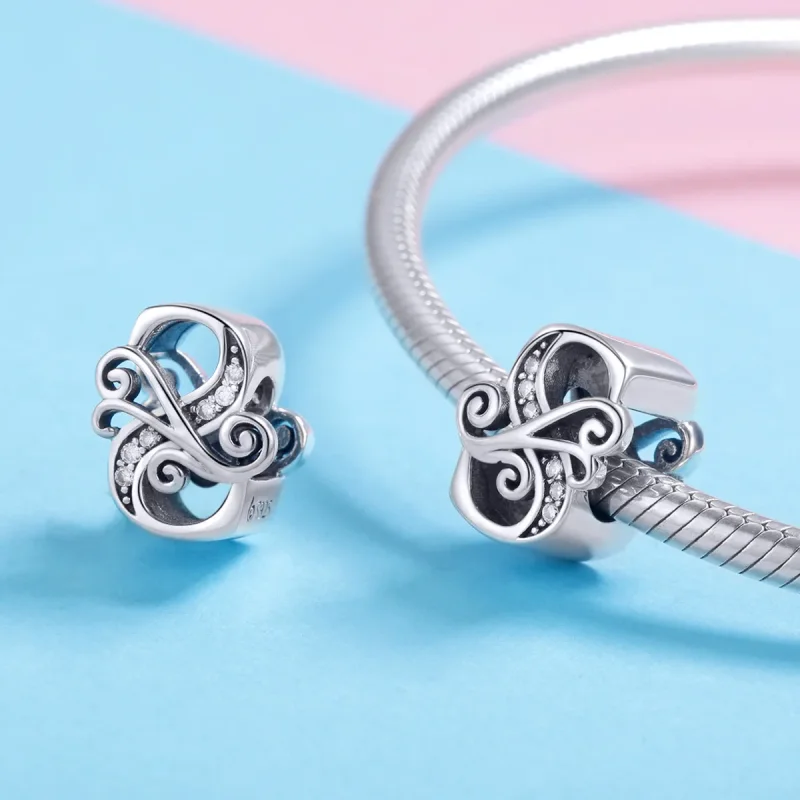 (image for) Pandora Style Sparkling Pavé Flower Letter S Charm - BSC030-S - View 4