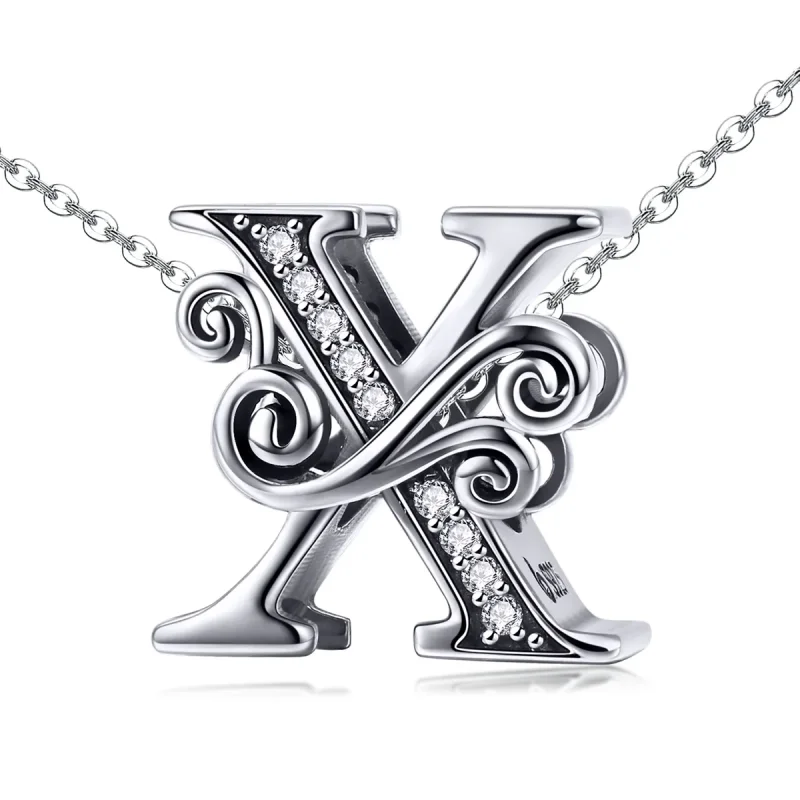 (image for) Pandora Style Sparkling Pavé Flower Letter X Charm - BSC030-X - View 2