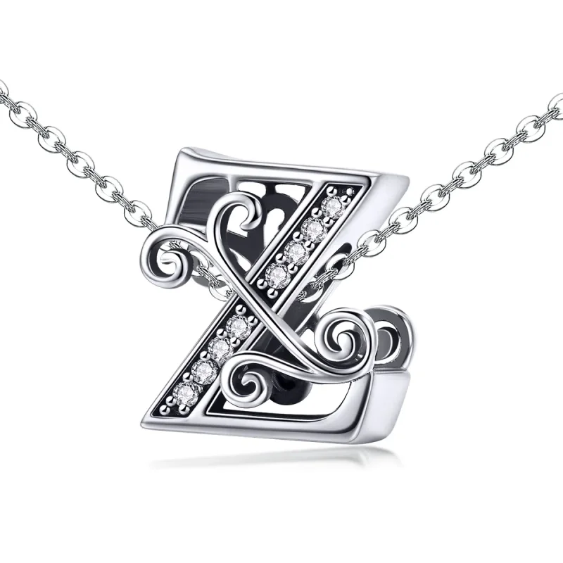 (image for) Pandora Style Sparkling Pavé Flower Letter Z Charm - BSC030-Z - View 2