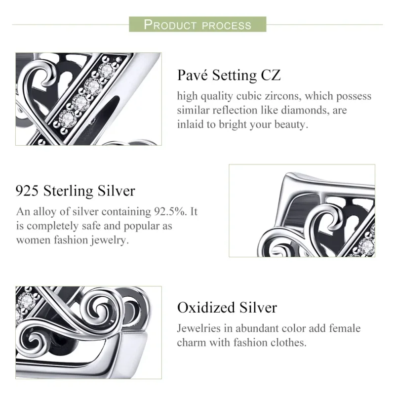 (image for) Pandora Style Sparkling Pavé Flower Letter Z Charm - BSC030-Z - View 6