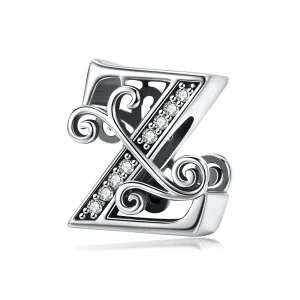 (image for) Pandora Style Sparkling Pavé Flower Letter Z Charm - BSC030-Z 
