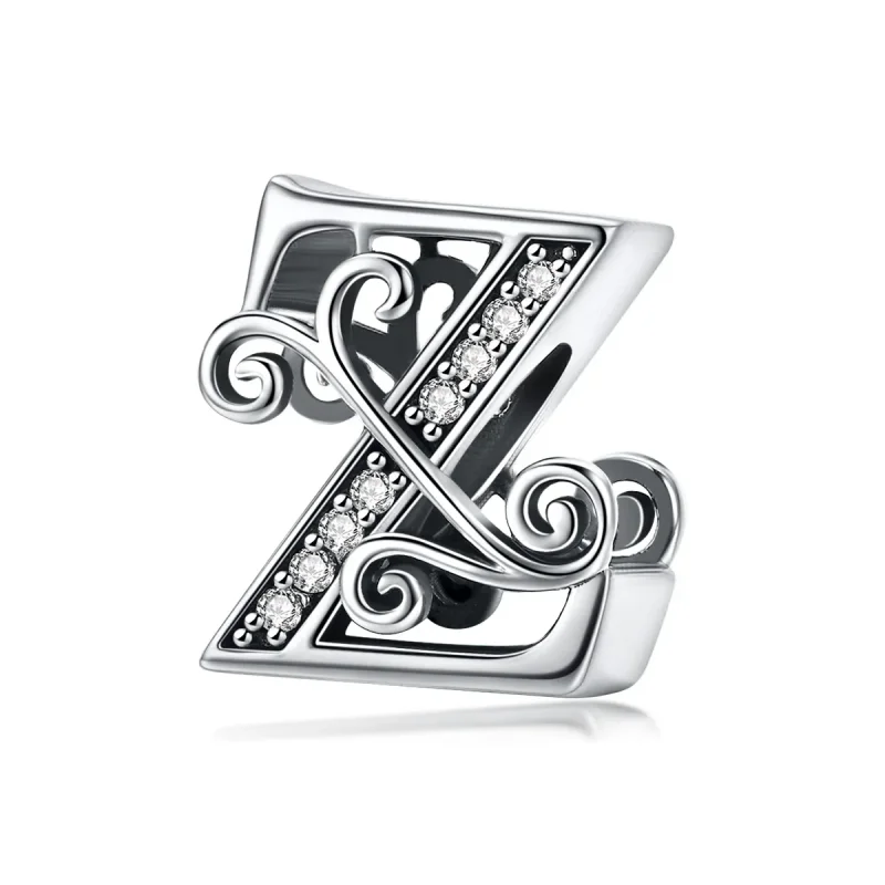 (image for) Pandora Style Sparkling Pavé Flower Letter Z Charm - BSC030-Z 