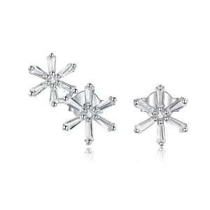(image for) Pandora Style rose gold Elegant snowflakes Stud Earrings - BSE425