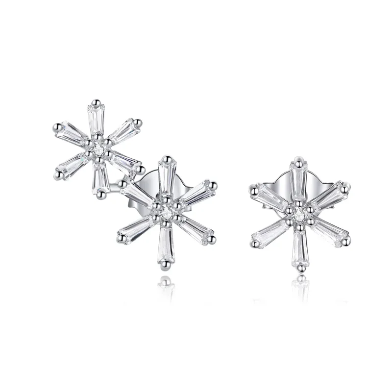 (image for) Pandora Style rose gold Elegant snowflakes Stud Earrings - BSE425