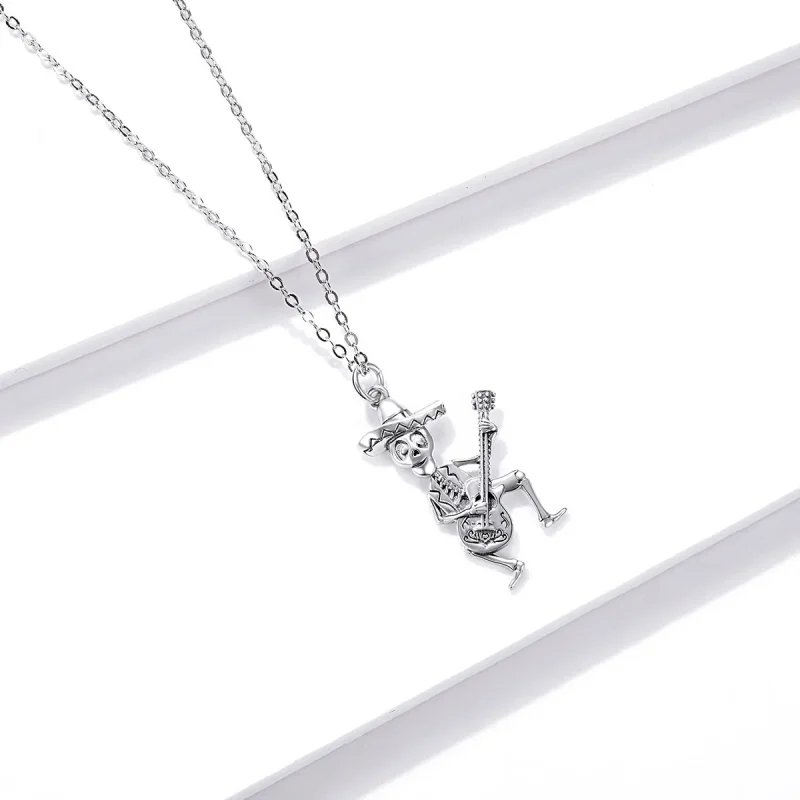(image for) Pandora Style Shine Guitar Skull Man Necklace - BSN198 - View 2