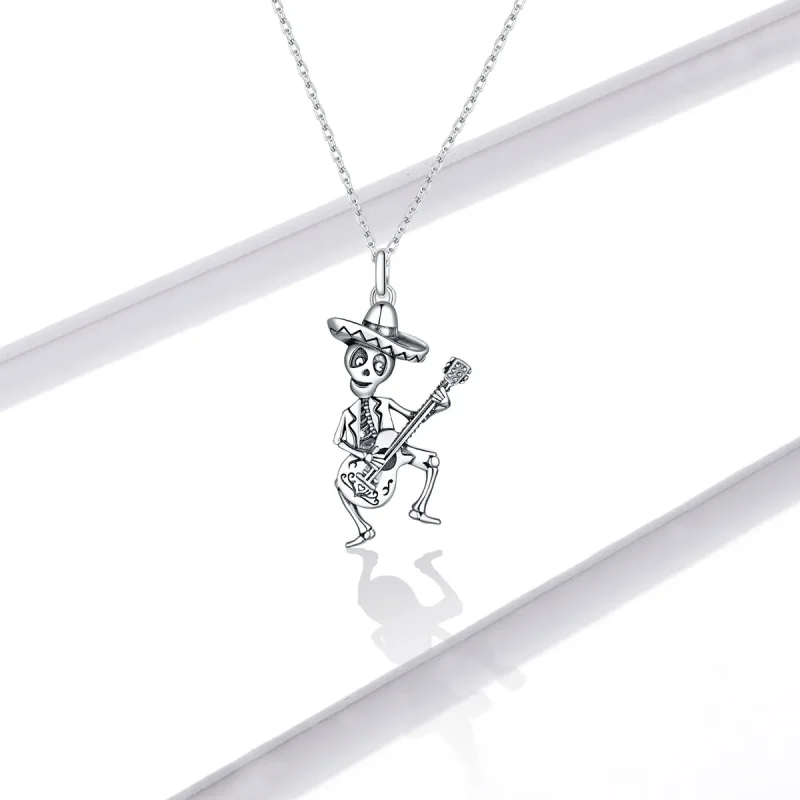 (image for) Pandora Style Shine Guitar Skull Man Necklace - BSN198 - View 4
