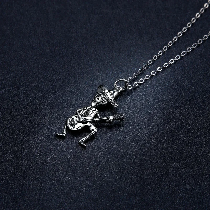 (image for) Pandora Style Shine Guitar Skull Man Necklace - BSN198 - View 5