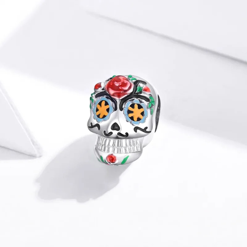 (image for) Pandora Style Shine Halloween Skull Charm - BSC326 - View 2