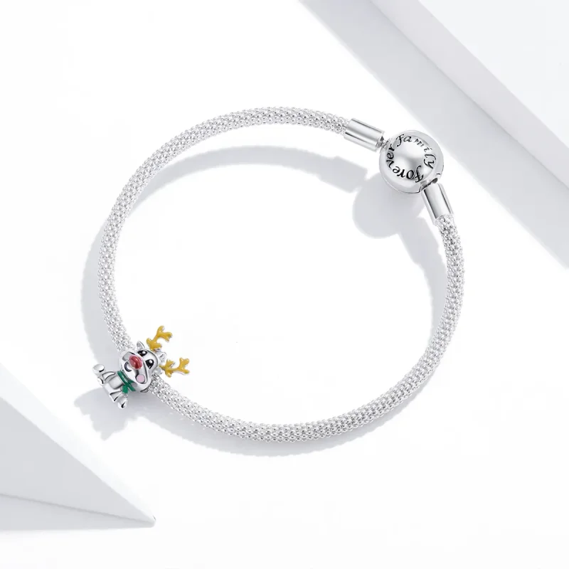 (image for) Pandora Style Silver a budding reindeer Charm - BSC375 - View 3