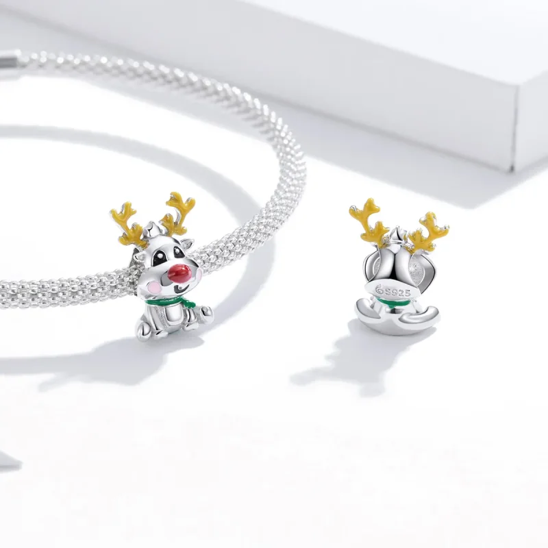 (image for) Pandora Style Silver a budding reindeer Charm - BSC375 - View 4