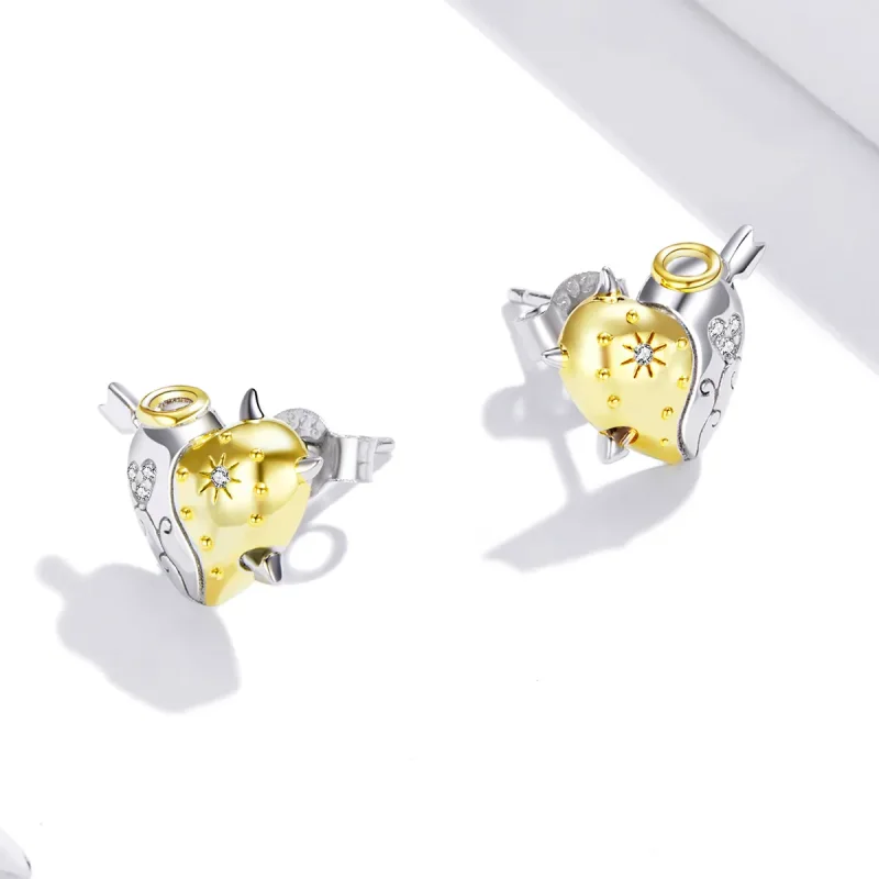 (image for) Pandora Style Silver Angels and demons Stud Earrings - SCE973 - View 4